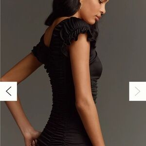 Anthropologie Black Ruched Mini Romper Size Large